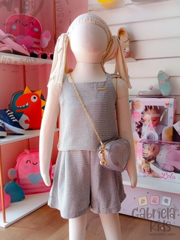 conjunto listrado com cordado na alça
