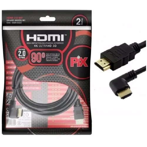Cabo Hdmi 90° Gold 2m - 2.0 4k Hdr 19p