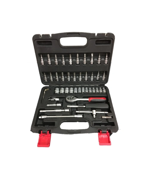 JOGO DE FERRAMENTAS CATRACA E SOQUETES 1/4 COM BITS - 46 PEÇAS DT01-0089 D-TRON