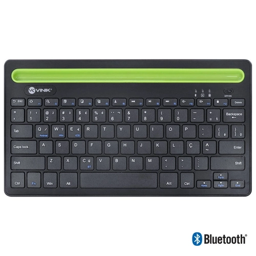Teclado Sem Fio Bluetooth 3.0 Dynamic Smart Abnt Com Suporte para Tablet Ou Celular - Preto - Dt200