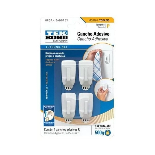 Gancho Adesivo Tek Bond Topázio (4 unidades)