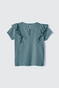 Blusa Manga Curta Babados Verde Hering - Feminino