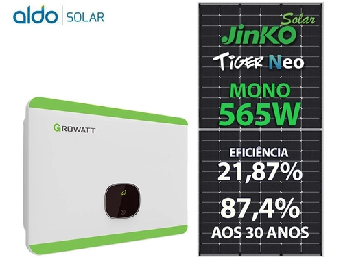 Gerador De Energia Solar Growatt Sem Estrutura Growatt Gf 12,43kwp Jinko Tiger Neo Mono 565w Mid 15kw 4mppt Trif 220v