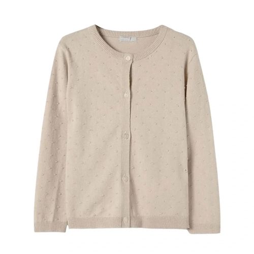 Cardigan Manga Longa Tricot Bege Hering – Feminino