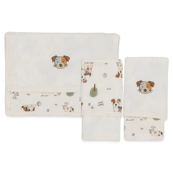 Kit de 2 Toalhas de Boca Suedine com Forro Atoalhado Masculino - Cachorrinho