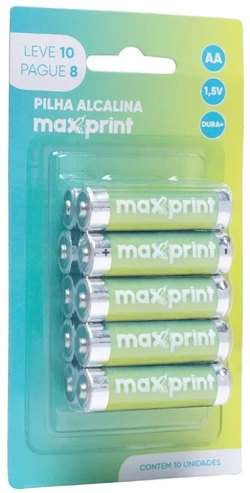 Pilha AA Maxprint AA c/10 unidades. Alcalina