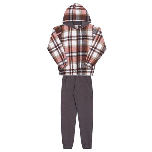 Conjunto Casaco Flanelado Capuz e Calça Moletom Ambar Randa Mundu - Masculino