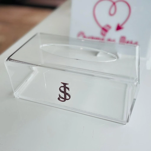 Caixa Luvas/Papel/máscara Cristal - Logo alto relevo inicial ou desenho