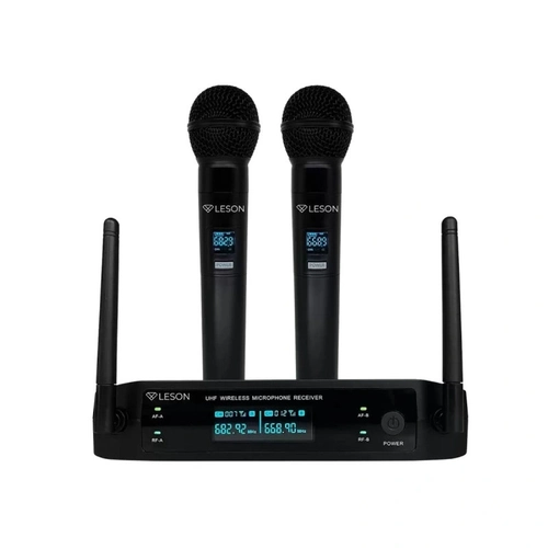 Microfone Sem Fio de Mao Duplo Ls-962 Digital Preto Leson