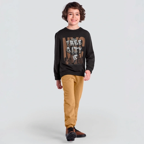 Conjunto Moletom Blusão e Calça Free Gity Chumbo Brandili - Masculino