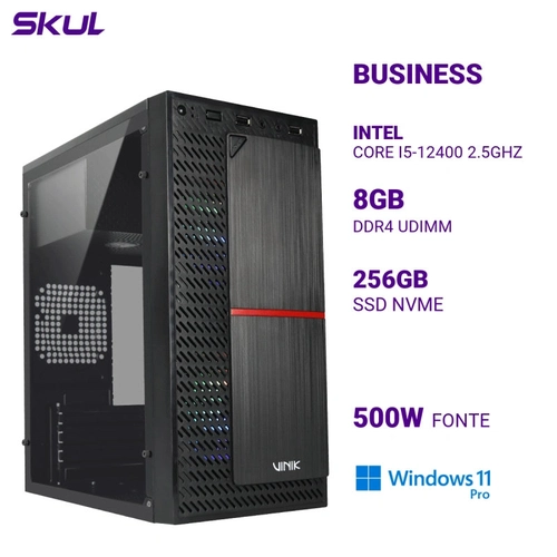 Computador B500 Core I5-12400 2.5ghz Memória 8gb Ddr4 Ssd 256gb Nvme Fonte 500w 80 Plus White Windows 11 Pro