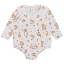 Body Banho de Sol Manga Longa Suedine Estampado Feminino - Esquilinhas