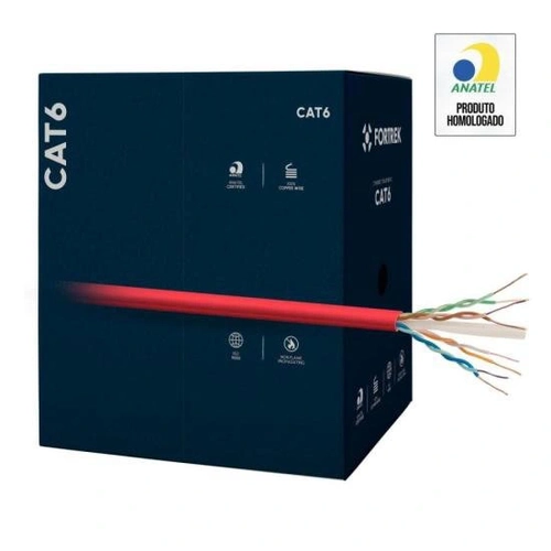Cabo De Rede Cat6 305m Fortrek Fk 510c Cmx Vermelho - Cx / 305