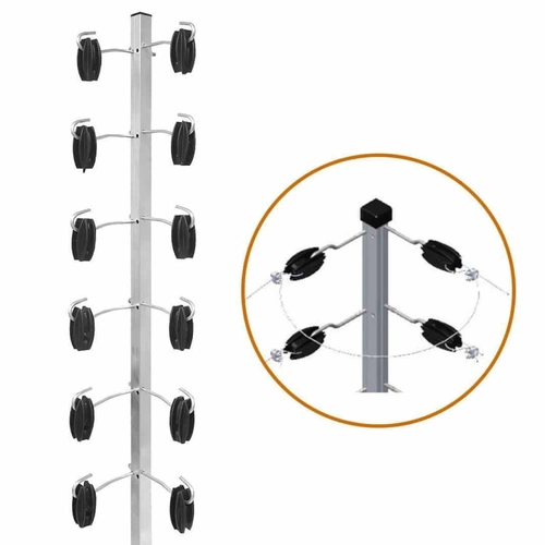 Haste 25x25 1 Metro C/12 - Castanhas E Ganchos (canto) Aluminio Cerca Eletrica Securi Service