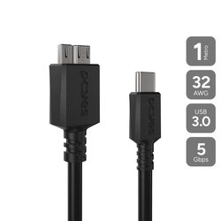 Cabo P/ Hd Externo Usb c Macho P/ Micro Usb b 3.0 - 1 Metro - P3ucmbp-1