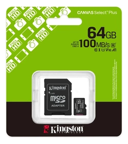 CARTAO DE MEMORIA MICRO SD KINGSTON CANVAS SELECT PLUS 64GB 100MBS - SDCS3/64GB