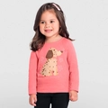 Blusinha Manga Longa Cachorrinha Rosa Brandili - Feminina