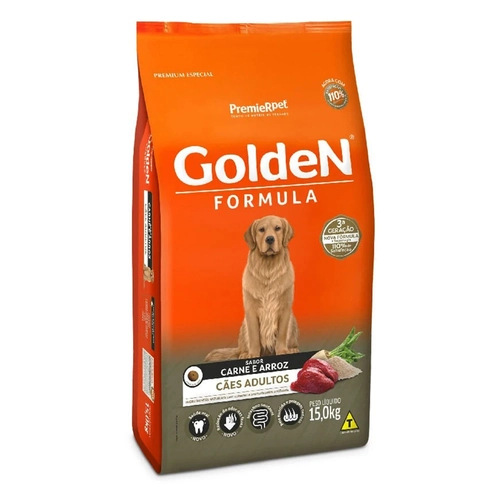 Ração Golden Formula Adultos Carne e Arroz 15kg