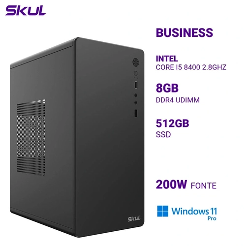 Computador B500 Core I5 8400 2.8ghz Memória 8gb Ddr4 Ssd 512gb Fonte 200w Windows 11 Pro