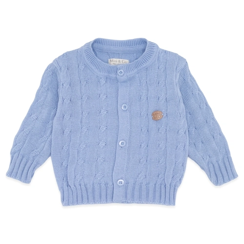 Casaquinho Avulso Tricot Trançado Azul - Masculino