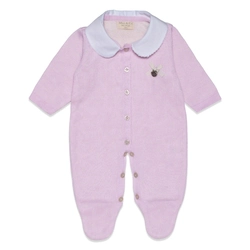 Macacão Manga Longa Tricot Poá com Gola Feminino – Rosa