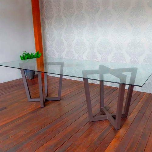 Mesa em Alumínio e Vidro 250X100cm em X