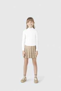 Blusa Manga Longa Gola Alta Cropped Off White Hering - Feminina