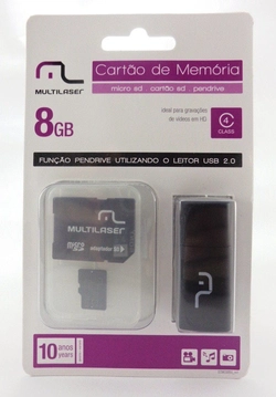 CARTAO MEMORIA 8GB 3EM1 MC058 CLASSE 4 MULTILASER