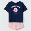 Conjunto Camisa Manga Curta e Shorts Flower Power Hering - Feminino