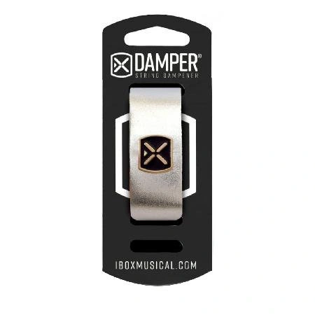 Damper Em Couro Legitimo e Tag Em Metal Prata Metalico Dmmd01