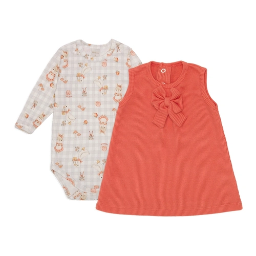 Conjunto Body Manga Longa e Vestido Tricot Feminino - Hamster