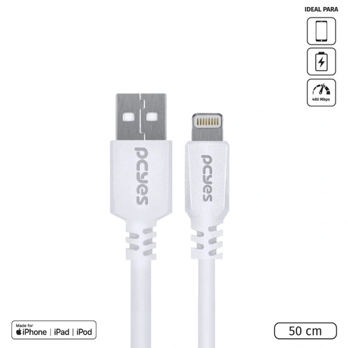 Cabo para Iphone Original Usb a 2.0 para Lightning Com Certificado Mfi 50 Cm Branco - Pualb-05