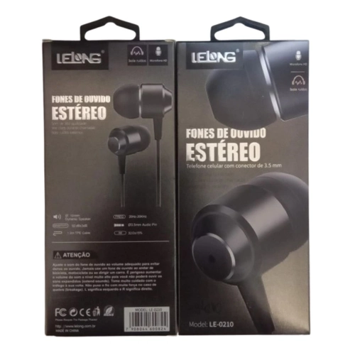 Fone de Ouvido Estéreo P3 1.2M LE-0210 Branco - Lelong