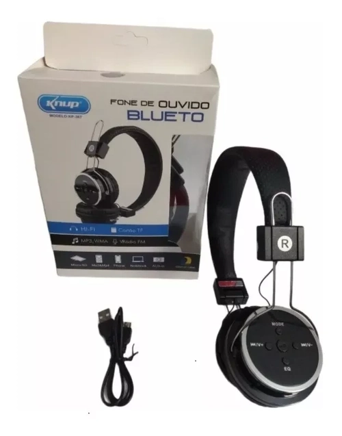 Fone Bluetooth Knup Kp-367 Microsd Fm Almofadado