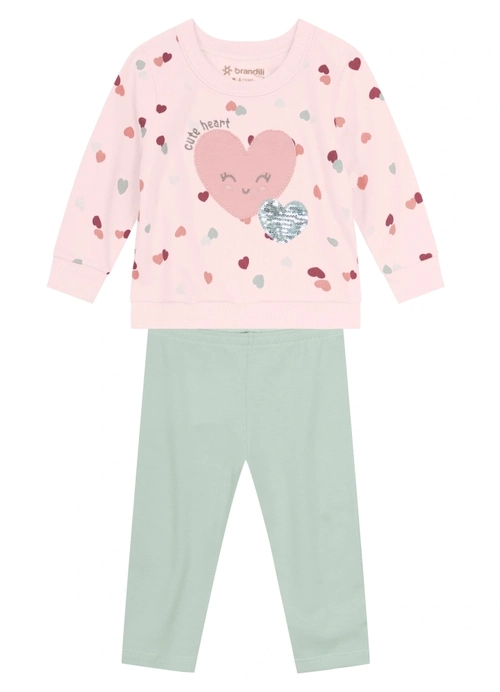 Conjunto Moletom e Legging Bordado Cute Heart Brandili - Feminino