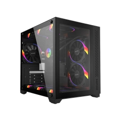 Gabinete Gamer PCYES Forcefield Black Vulcan Frontal e Lateral em Vidro - GFFBVP