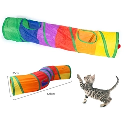 Brinquedo Túnel Reto para Gato Dobrável - Colorido