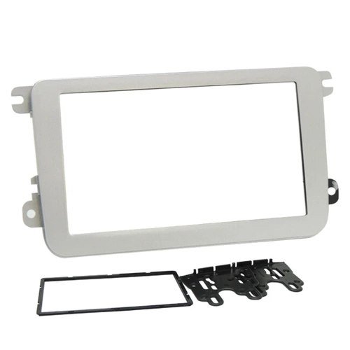 Moldura Fiamon 2 Din Vw Jetta/amarok/novo Fusca 2012 Em Diante/tiguan 07-10/ Gol G7 Prata