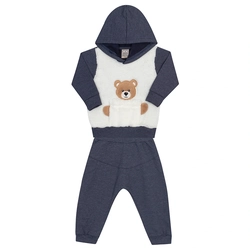 Conjunto Moletom Bebê Ursinho Marinho Randa Mundu - Masculino