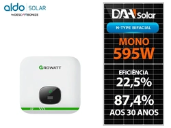 Kit Energia Solar 600KWh - 4,76KWp com 8 Painéis DAH 595W e Inversor GROWATT, estrutura Colonial