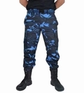 Calça Tática Camuflada Azul Woodland (6 Bolsos)