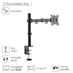 Suporte para Monitor 17 a 32 Vesa 100x100 - Sm400a