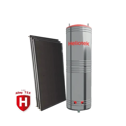 Kit Aquecimento Solar Vertical - 600 Litros - Alta Pressão p/ Água Agressiva - Reservatório INOX 316L  - HELIOTEK