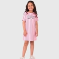 Vestido Camiseta Malwee Listrado Feminino - Rosa
