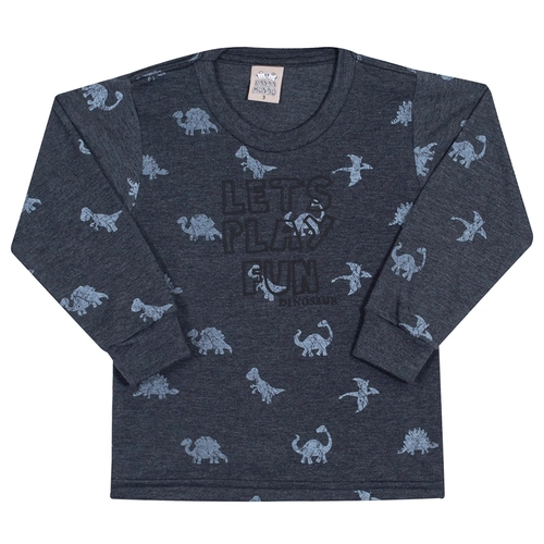 Camiseta Manga Longa Lets Play Fun Marinho Randa Mundu - Masculina