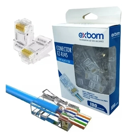 KIT C/ 100 CONECTOR RJ 45  CAT5E VAZADO EXBOM