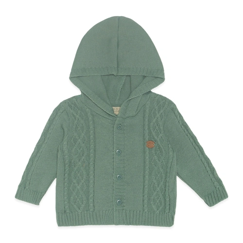 Casaquinho Tricot com Capuz Verde Trançado Masculino