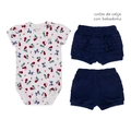 Conjunto Body Manga Curta Bordado e Shorts Babado Suedine Menina – Cerejinhas