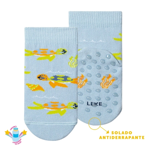 Meia Bebê Estampada com Antiderrapante Leke - Masculina