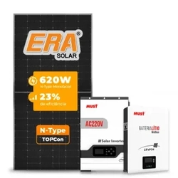 Gerador Off Grid 2,48kWp - ERA SOLAR 620Wp - MUST HP 5kW 220V - Bateria 5,1kWh 100Ah